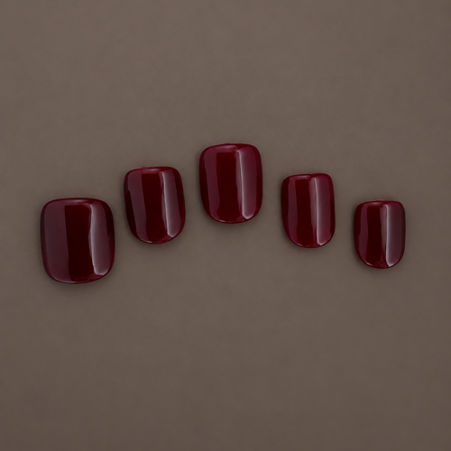 Extra-short deep cherry burgundy press-on nails in Extra Cherry by U.P.O.N