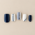 Halftime Steel navy silver and white handmade press-on nails